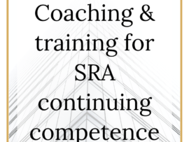 A white building in the background with the words coaching and training for SRA continuing competence to capture the training and coaching needs for lawyers.