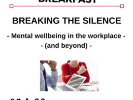 Flyer of Leadership Breakfast talk in Guildford on Mental Health in the Workplace