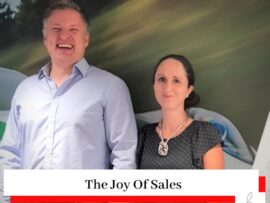 Simona Hamblet and Alex Barr photo at a leadership event with the title The Joy Of Sales