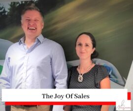 Simona Hamblet and Alex Barr photo at a leadership event with the title The Joy Of Sales