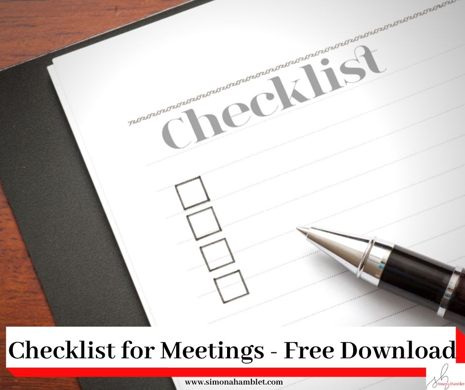 Checklist and pen for meetings