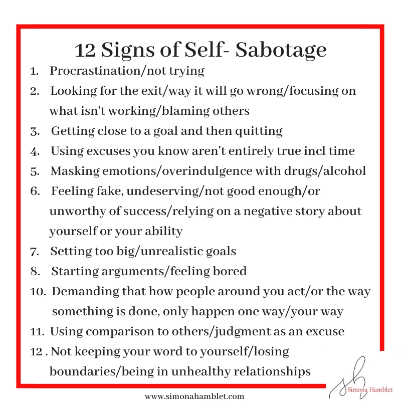 Self-Sabotage List